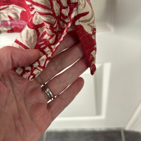 Vintage Batik Bay Mens Hawaiian Floral Pineapple red button down shirt Size L - Picture 3 of 6